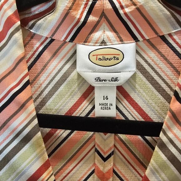 Talbots Silk Striped V-Neck Top Size 14 - Picture 2 of 3